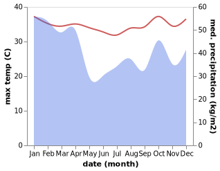 temperature and rainfall during the year in Nadi