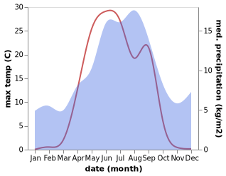 temperature and rainfall during the year in Sodankylä