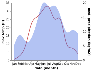 temperature and rainfall during the year in Hirvensalmi