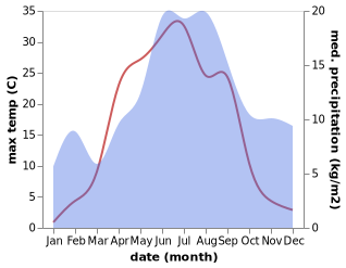 temperature and rainfall during the year in Ikaalinen