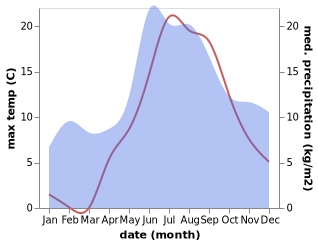 temperature and rainfall during the year in Inio