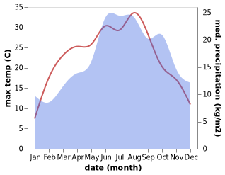 temperature and rainfall during the year in Betschdorf