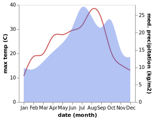 temperature and rainfall during the year in Billy