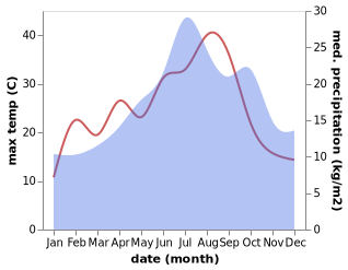 temperature and rainfall during the year in Biard