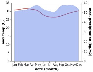 temperature and rainfall during the year in Cocobeach