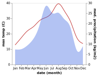 temperature and rainfall during the year in Bolnisi