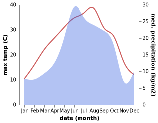 temperature and rainfall during the year in Dzegvi