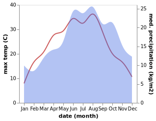 temperature and rainfall during the year in Altlussheim