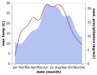 temperature and rainfall during the year in Bad Rippoldsau-Schapbach