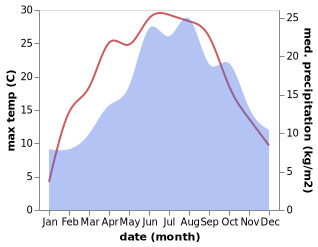 temperature and rainfall during the year in Absberg