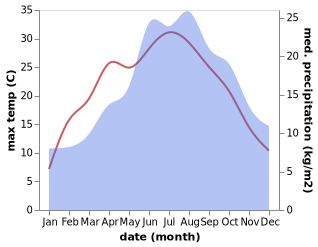 temperature and rainfall during the year in Attenkirchen