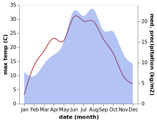 temperature and rainfall during the year in Schwarzenbach an der Saale