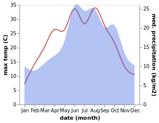 temperature and rainfall during the year in Bestensee