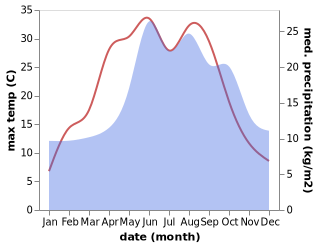 temperature and rainfall during the year in Biesenthal