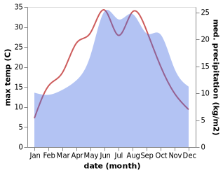 temperature and rainfall during the year in Borkwalde