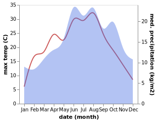 temperature and rainfall during the year in Bebra