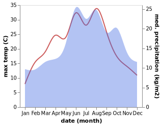 temperature and rainfall during the year in Abbesbuttel