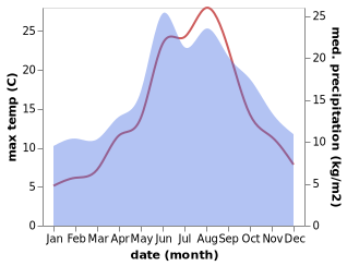 temperature and rainfall during the year in Alt Bukow