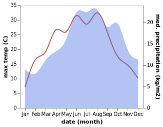 temperature and rainfall during the year in Albisheim