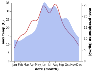 temperature and rainfall during the year in Altenhausen