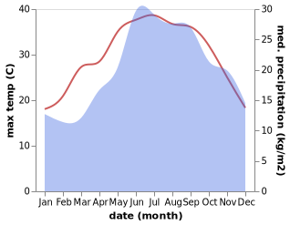 temperature and rainfall during the year in Ayios Konstandinos