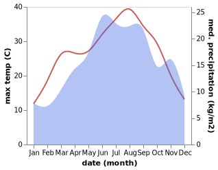 temperature and rainfall during the year in Dorothea