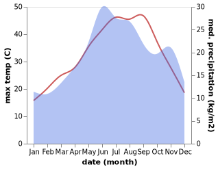 temperature and rainfall during the year in Didymoteicho