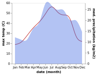 temperature and rainfall during the year in Agioi Theodoroi