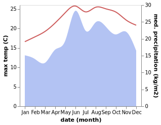 temperature and rainfall during the year in Agia Marina