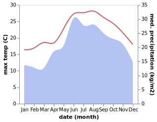 temperature and rainfall during the year in Patitirion