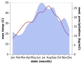 temperature and rainfall during the year in Agios Andreas