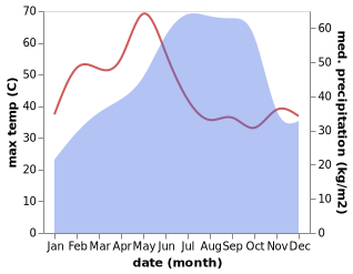 temperature and rainfall during the year in Eluru