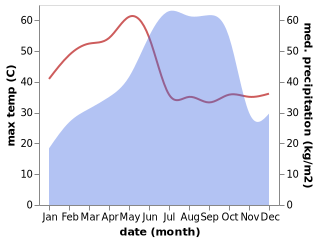 temperature and rainfall during the year in Kottagudem