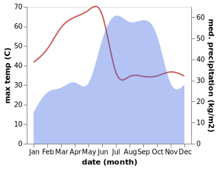 temperature and rainfall during the year in Kottapalli