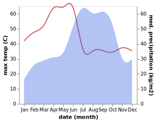 temperature and rainfall during the year in Manthani