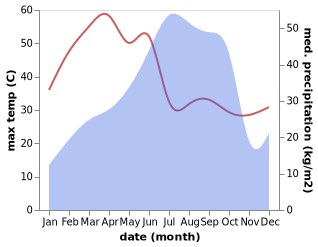 temperature and rainfall during the year in Salur