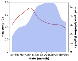 temperature and rainfall during the year in Tadpatri