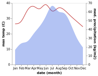 temperature and rainfall during the year in Bokakhat