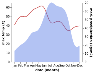 temperature and rainfall during the year in Barjora