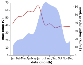 temperature and rainfall during the year in Jhalida