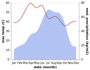 temperature and rainfall during the year in Kandi