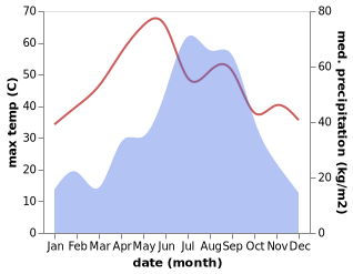 temperature and rainfall during the year in Bairagnia