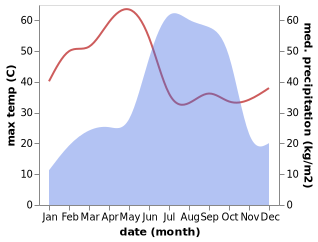 temperature and rainfall during the year in Balod