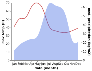 temperature and rainfall during the year in Dongargaon