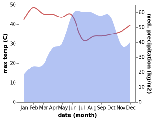 temperature and rainfall during the year in Aldona