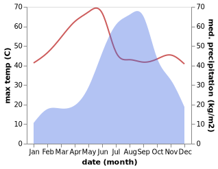 temperature and rainfall during the year in Bhavnagar