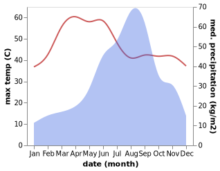 temperature and rainfall during the year in Chanasma