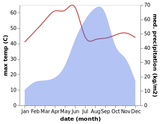 temperature and rainfall during the year in Dhandhuka