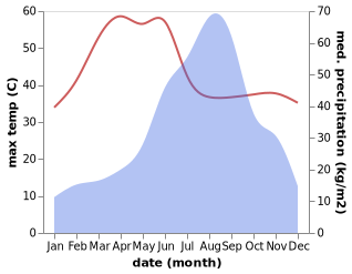 temperature and rainfall during the year in Jhulasan