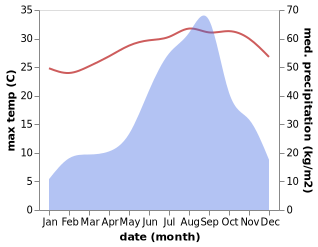 temperature and rainfall during the year in Mangrol